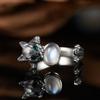 Retro Color Treasure Lucky Cat Ring Jewelry 925 Sterling Silver Inlaid Natural Moonstone Gemstone Ring Female Personality
