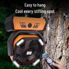 Portable Silent Camping Fan with Light & USB Charging - Large Capacity Outdoor & Fishing Oscillating Fan