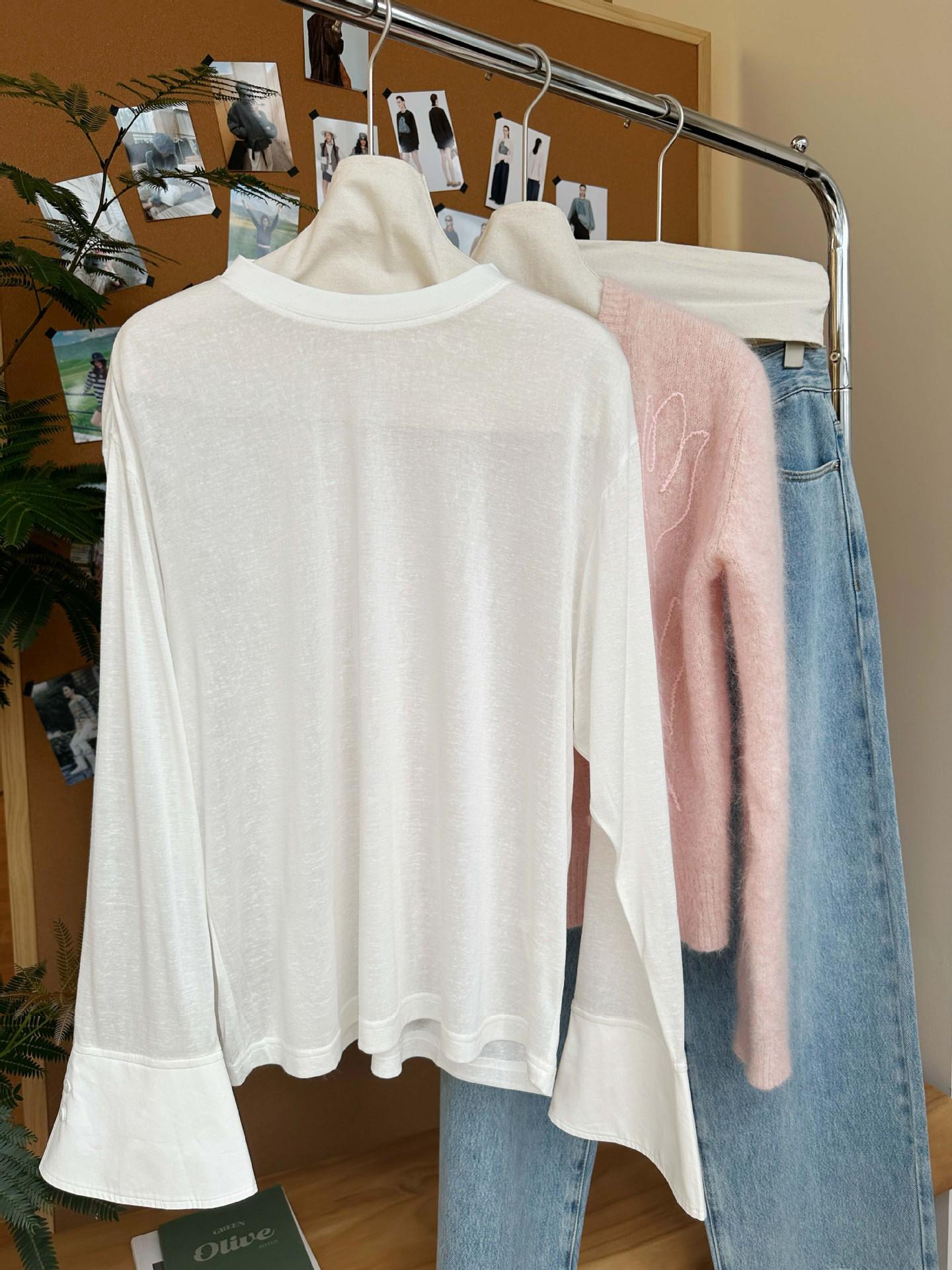 Hanke Women s Versatile White Long Sleeve Shirt-Style Cuff T-Shirt S белый