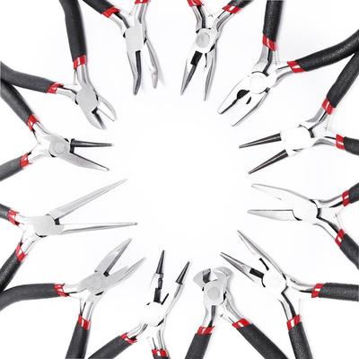 Handmade Mini Jewelry Pliers Set: Needle Nose, Diagonal Nose, Round Nose Pliers for DIY and Jewelry Accessories.