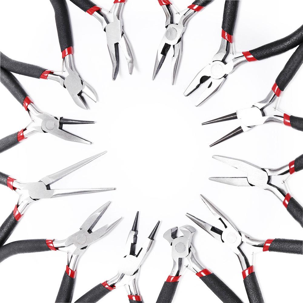 Handmade Mini Jewelry Pliers Set: Needle Nose, Diagonal Nose, Round Nose Pliers for DIY and Jewelry Accessories.