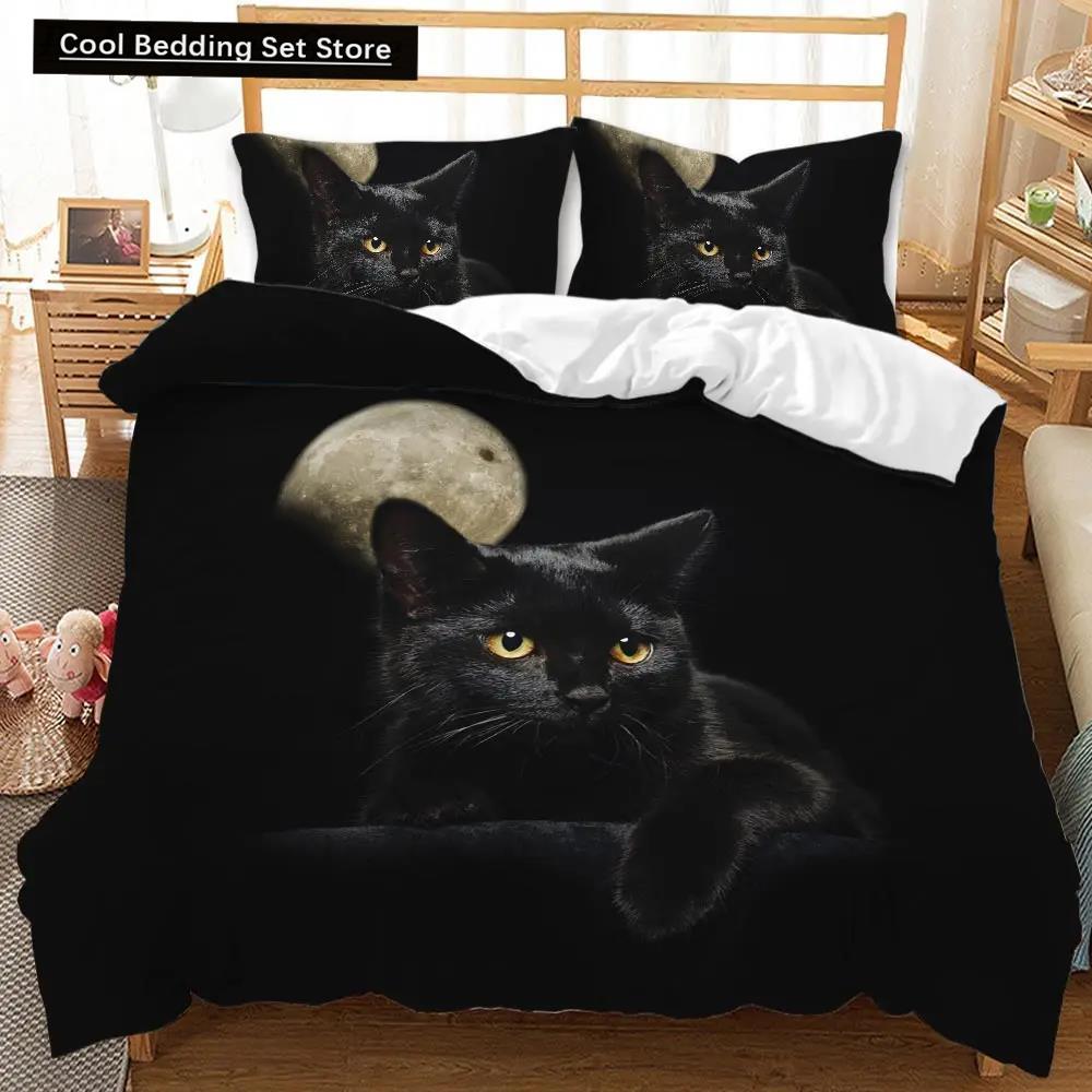 Cat Duvet Cover Cats and Dogs Play Christmas Animal Pet Bedding Set for Kids Teens Double Queen King Size Polyester Qulit Cover