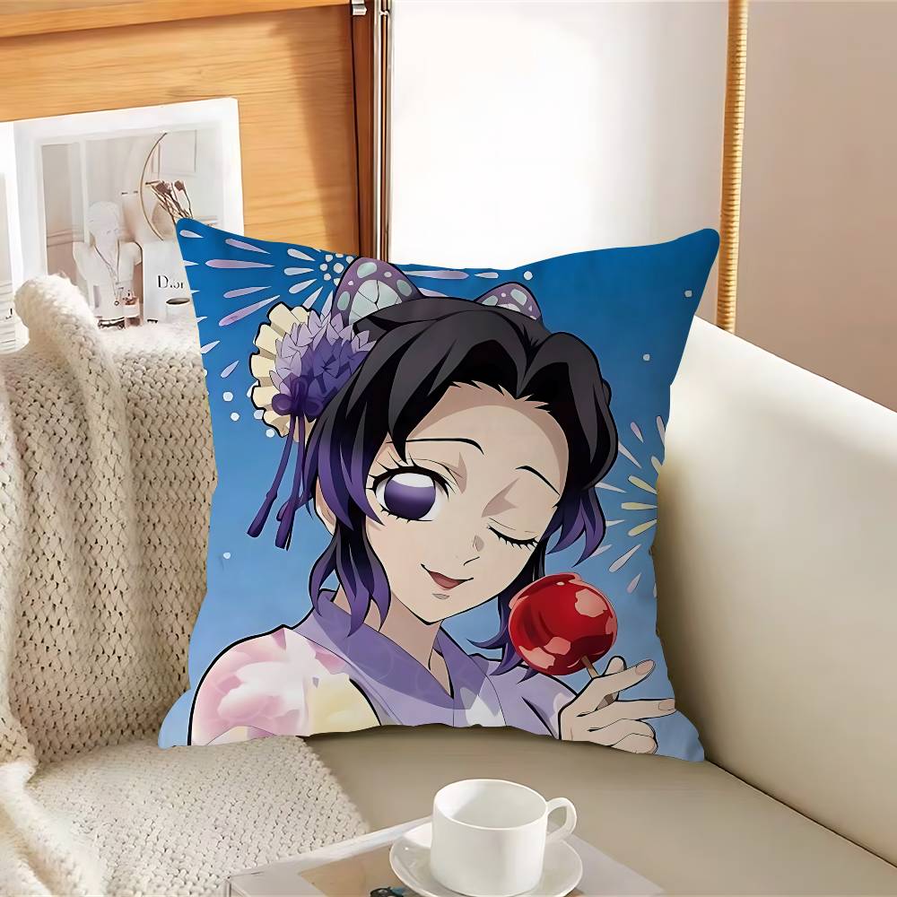 K-Kochou Shinobu Office Cushion Pillowcase Car Cushion Cover45X45CM Lumbar Pillowcase Sofa Pillowcover
