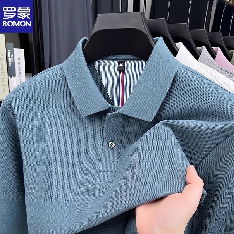 Romance Men s Pure Cotton Long Sleeve Polo T-Shirt 54/2XL