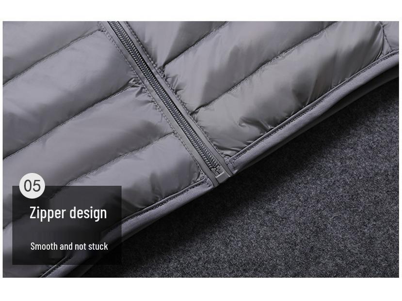 Men's Slim Fit Lightweight Down Vest - Plus Size, Stand Collar, Sleeveless, 2025 Collection