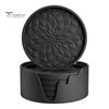 Modern Kitchen Table Accessories Silicone Coaster Set with Holder, Non Slip Diamond Pattern Drink Coasters for Drinks Cups Glasses, Heat Resistant Mat