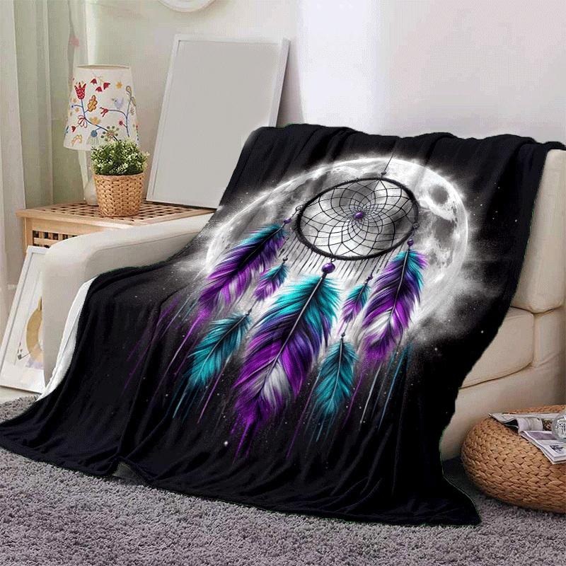 1pc Dream Catcher Printing Lightweight Flannel Blanket, Comfortable and Warm Blanket, for Camping Sofa Bed and Couch Office, in All Seasons