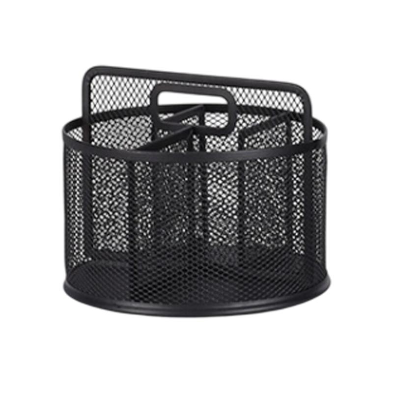 

360 Degree Rotating Desk Organiser Metal Pen Stand Storage Case with Anti Skid Base for Cosmetic Supplies Writing Tool
