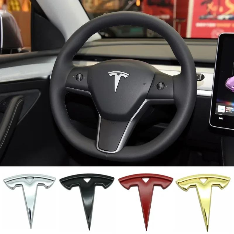 Adesivo per Auto 2025 Nuovo Tesla 5.5x5.5cm Coprivolante in Metallo per Auto Adesivo Emblema di Modifica per Tesla Model 3 Model S Model X Y