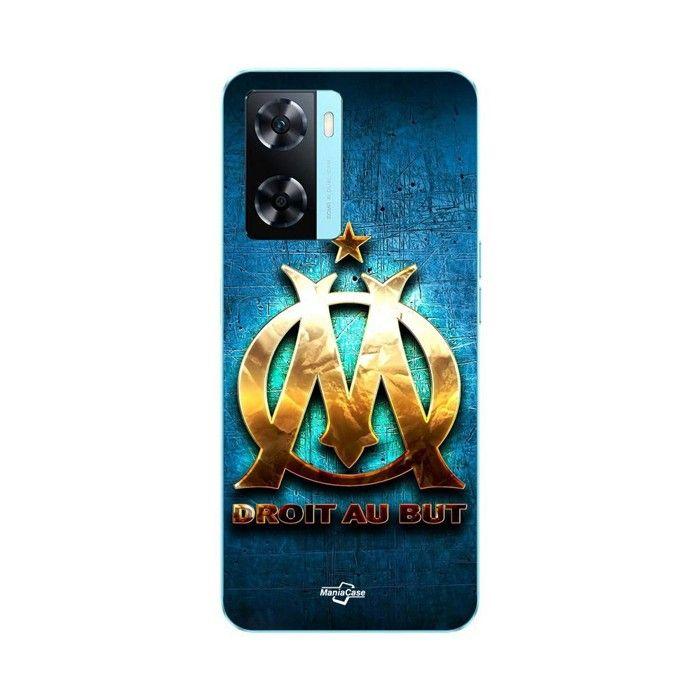 Coque pour Oppo A57s 4G OM dorée brilant droit au but fond bleu