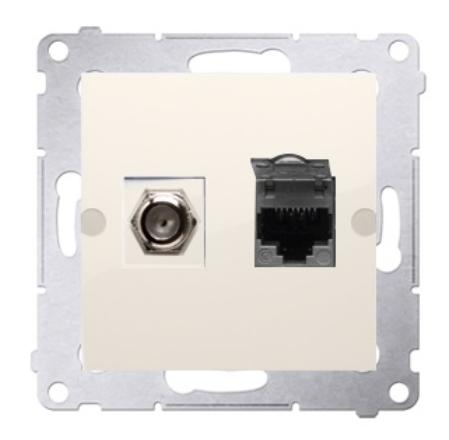 Simon 54 Gniazdo Antenowe I Komputerowe Typu F I Rj45 Kat.6 Krem Dasfrj45.01/41