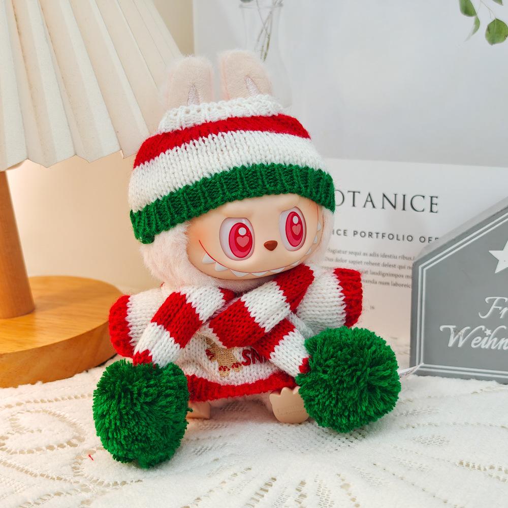 Labubu Pendant Christmas Cloak Baby Clothes Labubu Biscuit Man Sweater Christmas Hat