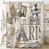 Paris Theme Vintage Style Shower Curtain Elegant And Classic Waterproof And Anti-Mold Bathroom Curtain Essential Home Decor