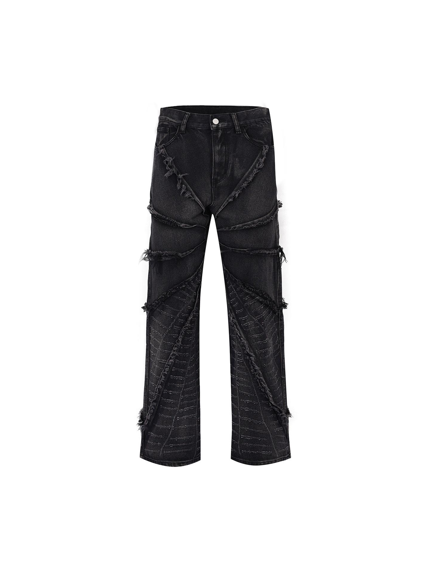 

Мужские американские ретро-мешковатые джинсы с потертостями и необработанными краями для уличного стиля XXXL