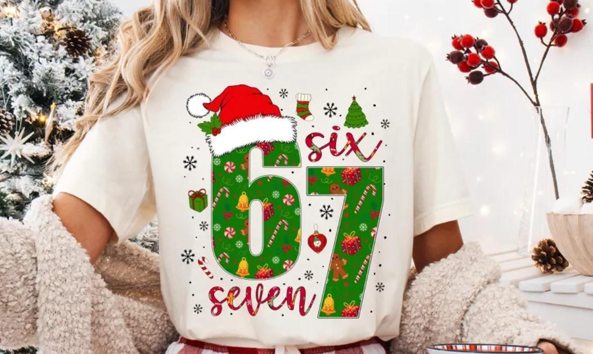 Funny 67 Christmas T-Shirt: Trendy Holiday Costume, Couple Party Shirt Unisex T-Shirt XXL