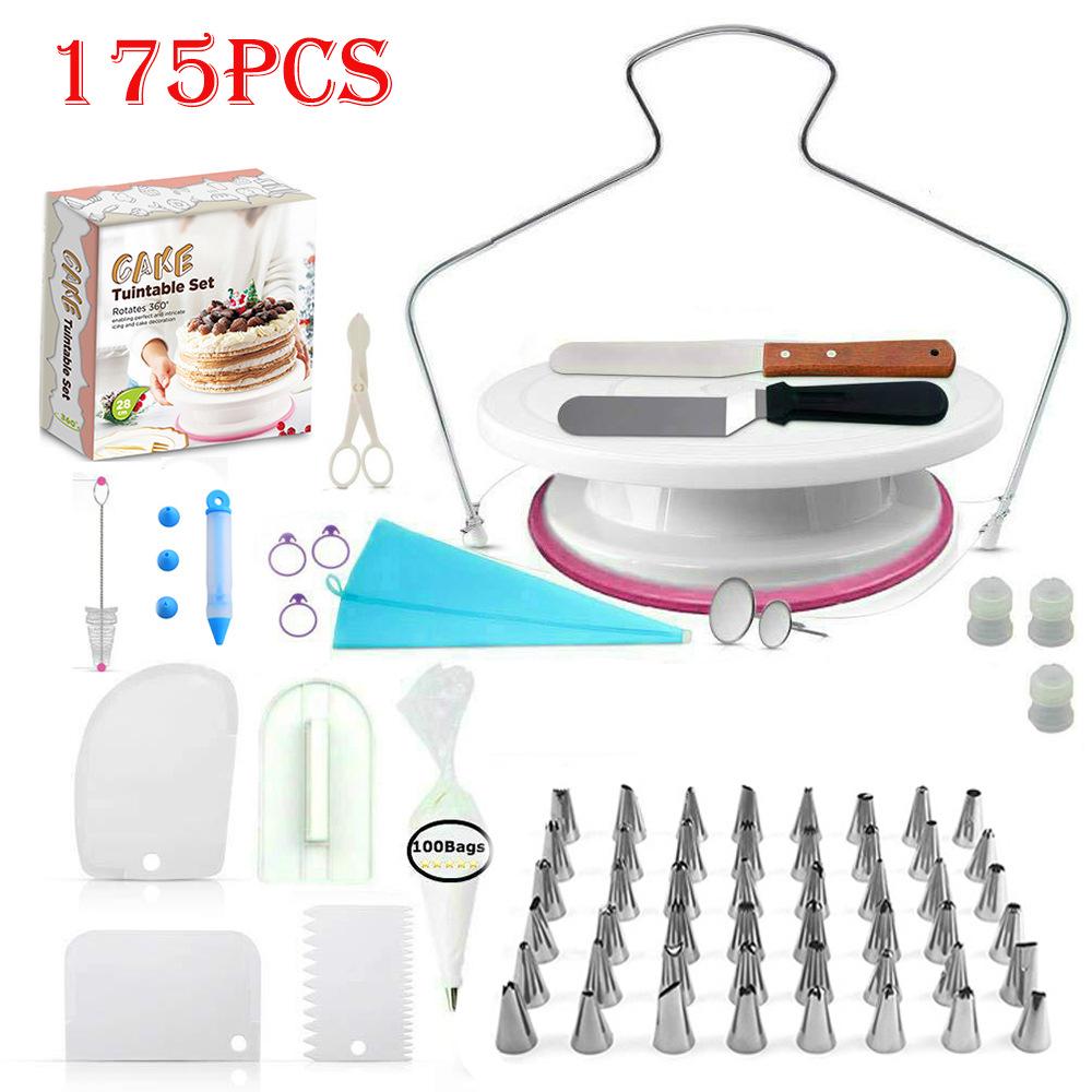 Nordic Baking Set: 137-Piece Home Cake Tools with Piping Bags, Stainless Steel Tips, and Turntable