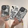 Coole Schwarze Graffiti Handyhülle Hartleder Für iPhone 16 15 14 13 12 Mini 11 14 Pro Max Xs X Xr 7 8 Plus Fundas