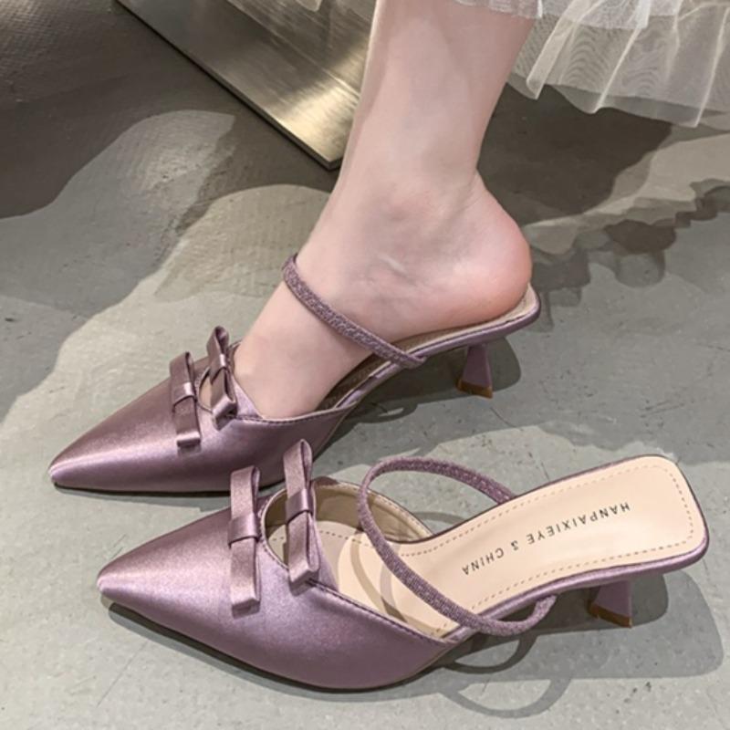 Les Escarpins à Talons Hauts et Fins à Nœud à Bout Pointu, Nouvelle Mode Été 2025 et Luxe, Mules Sexy et Sandales pour Femmes Zapatillas Mujer