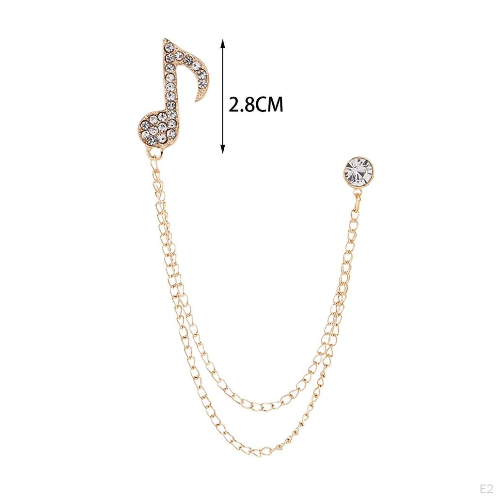 Music Note Brooch Jewelry Badge Decoration Elegant Suit Pin Simple Hanging Chain Rhinestone