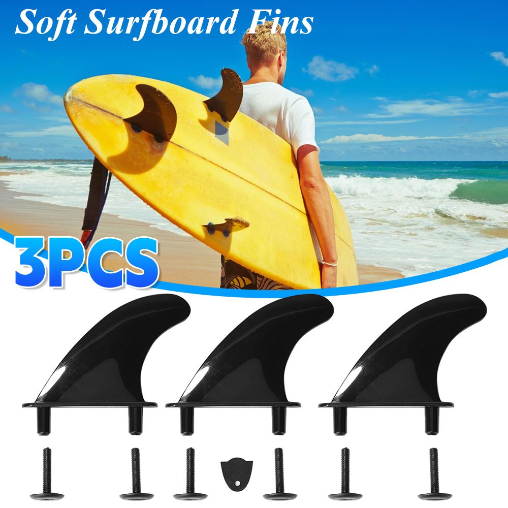 3-piece Soft Surfwater Wave Fin SUP Accessory Stablizer Fit Stand Up Paddle Board Surfboard Central Fin and Side Fin Water Sport
