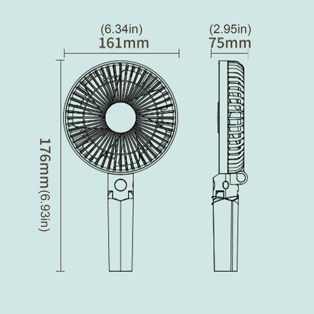 Portable Handheld Rechargeable Fan USB Rechargeable 4 Speed Wind Camping Tripod Fan for Outdoor Desktop Use/Tent Ceiling