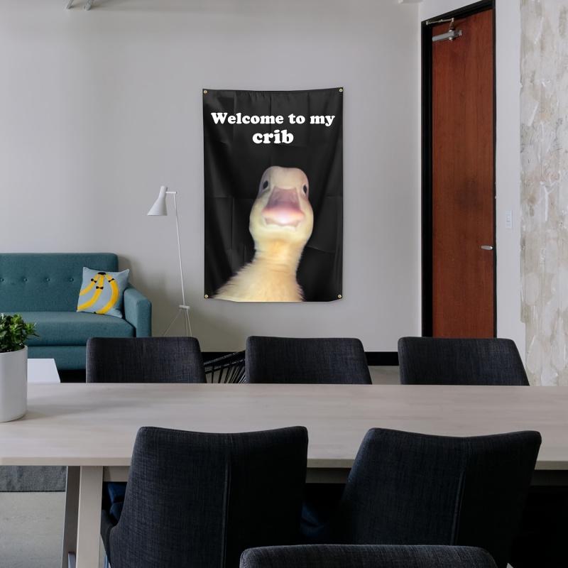 VIKAMA Whimsical Duck Slogan Tapestry Playful Home Decor Tapestry Suitable for Living Rooms and Bedrooms Home Furnishing Accent