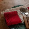 Table Runner for Family Gatherings Boho Striped Runner, Fringed Edge Cotton Linen Rustic Textured Hollow Entryway Farmhouse Dining Table, Home Holiday