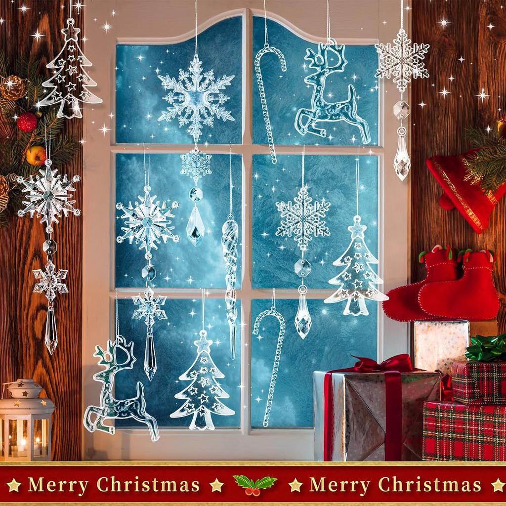 18 Piece Set Of Christmas Pendants , Christmas Tree Decorations , Crystal Christmas Ornaments