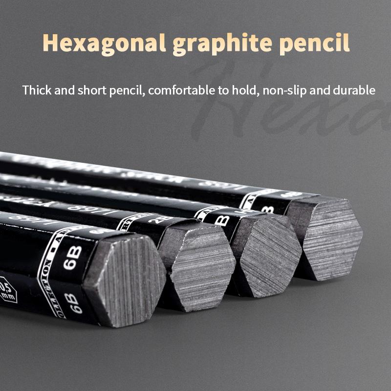 Hexagonal Graphite Stick for Drawing Sketch Shading Pencils Artist Sketching Black Charcoal Chalk Student Art Painting Supplies