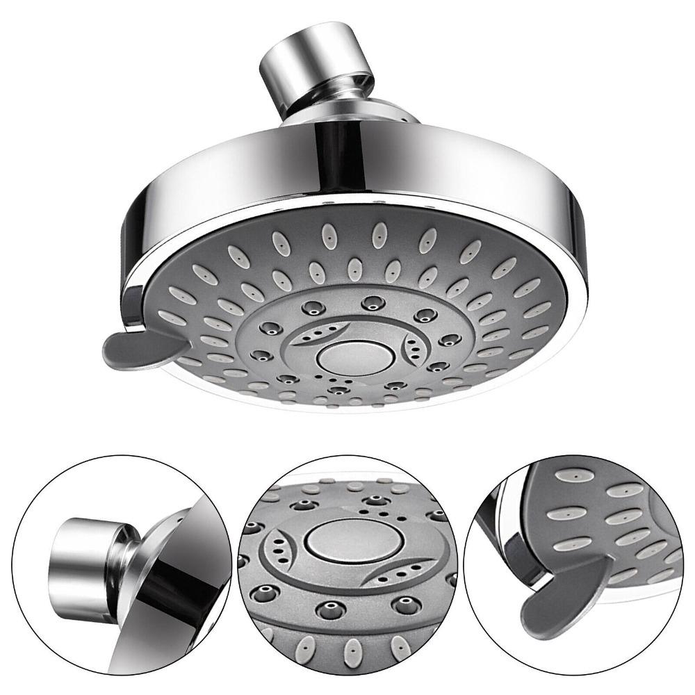 4 Inch High Pressure ShowerHead 5 Modes Adjustable Water-Saving Fixed Shower Head Rainfall Mode Overhead Showerhead