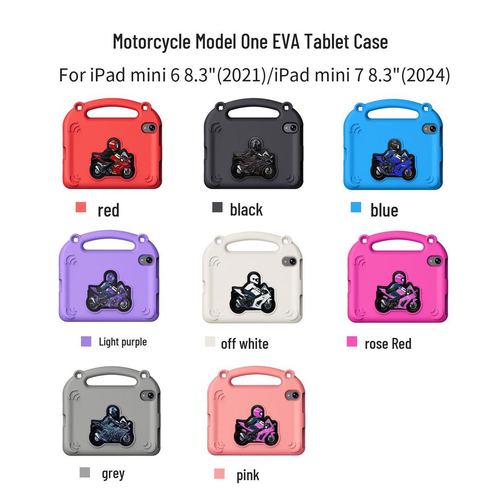 Apple iPad Mini 6/7 (8,3 pouces) Étui pour Tablette Enfant avec Support Dessin Animé Moto