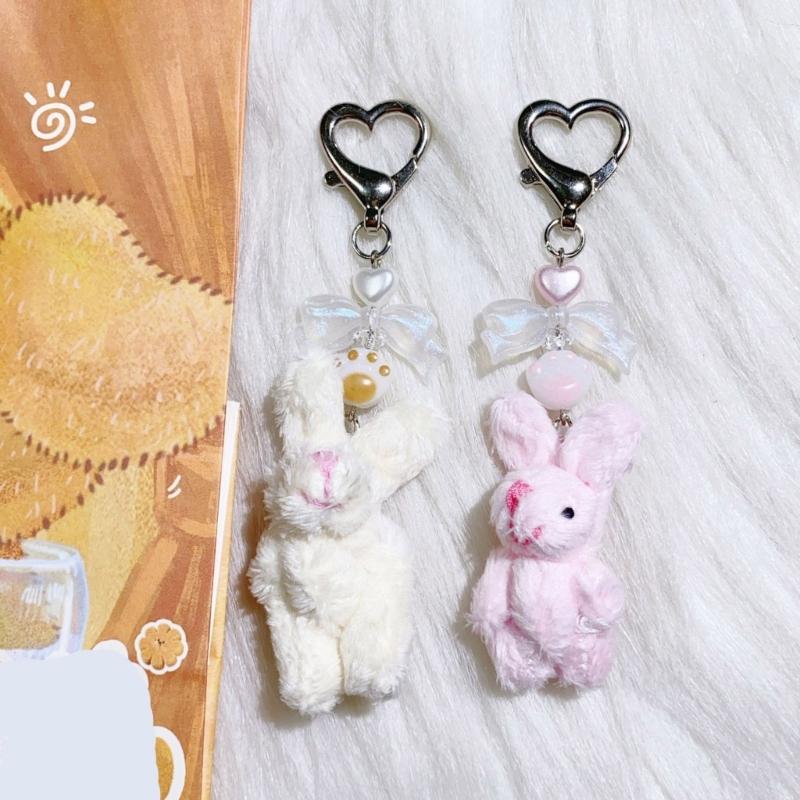 Lovely Rabbit Keychain Bowknot Keyring Bag Charm Keys Holder for Women Couple Gift for Backpack Car Decoration