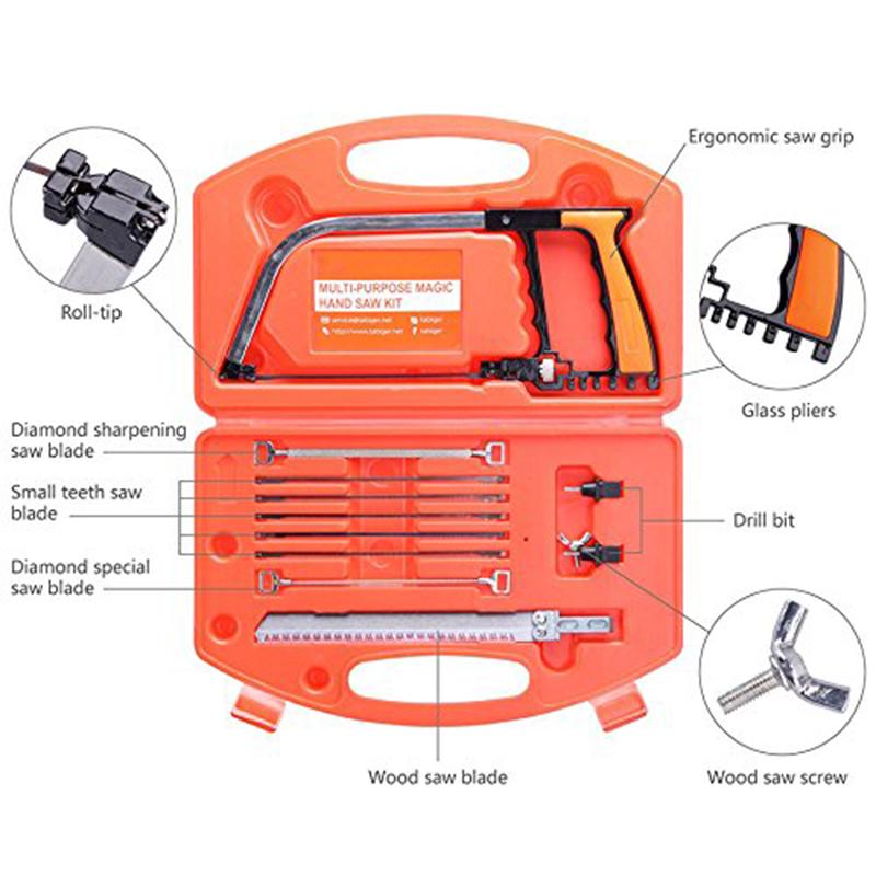12Pcs Multi-Purpose Hand Saw Kit Hacksaw Woodworking Tools