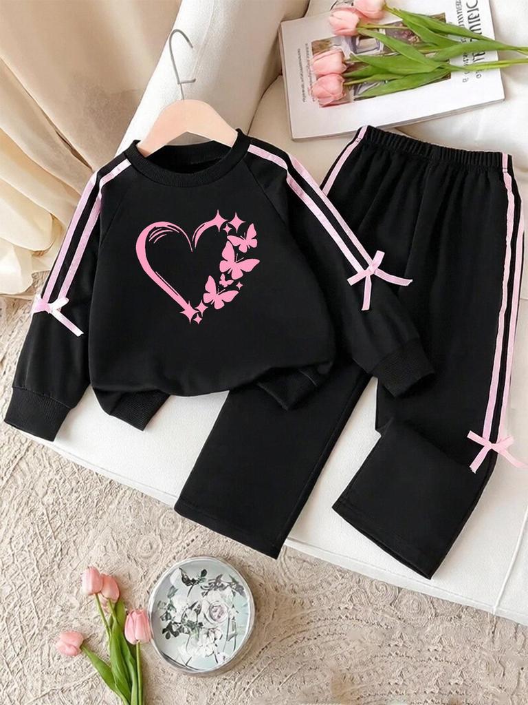 Girls' Spring/Autumn Hoodie & Trousers Set: Long Sleeve Casual Sportswear