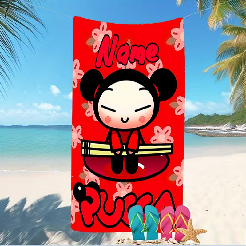 Customizable personalized beach towels Pucca themed designs.Suitable for the beach, yoga, sports;ideal as beach accessories