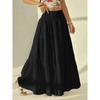Women's Fashionable Layered Long Skirt Casual Solid Color Elastic Waist Women Half Skirt Holiday Date Vacation