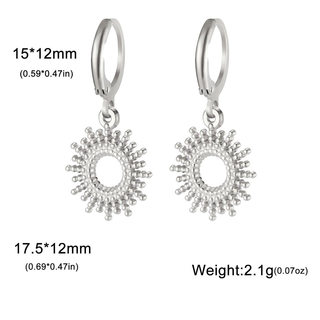 Heart Shaped Starfish Sun Pendant Hoop Earrings For Women Fashion Jewelry Gift