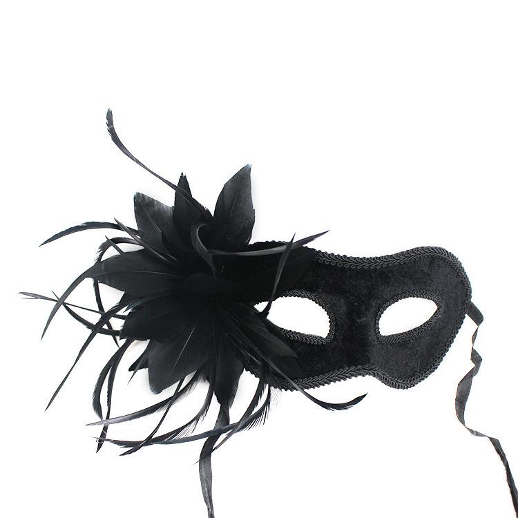 Hot Sale Feather Party Banquet Mask Masquerade Ball Dress Up Mask Lace Flower Strap Mask