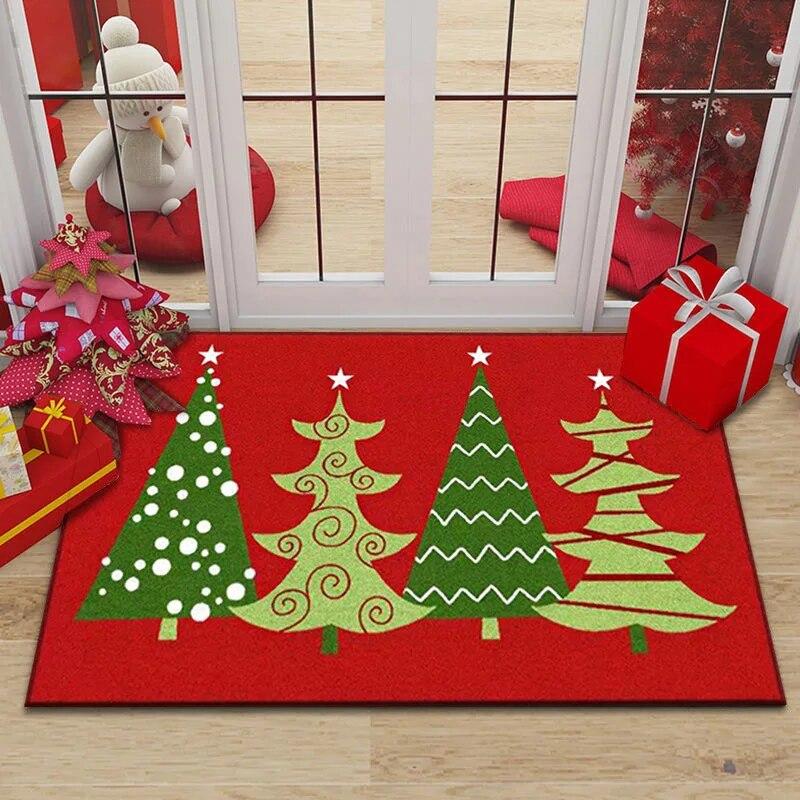 Merry Christmas Home Entrance Decoration Carpet Santa Claus Elk Print Floor Mat Door Mat Living Room Bathroom Non-Slip Carpet