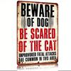 Vintage Beware Of Dog And Cat Metal Sign Rustic Iron Wall Decor Distressed Finish For Home Bar 8x12 Inch