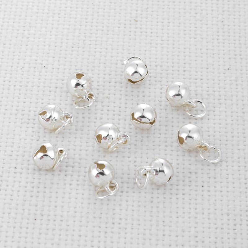 Handmade Silver Jump Ring Bell Pendant for DIY Jewelry