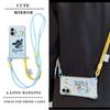 KEYSION Crossbody Strap Phone Case for Infinix Smart 10 Cute Cartoon Long Lanyard Mirror Shockproof Cover for TECNO Spark Go 2 Pop 10