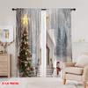 2 Stück, 2D-Flachdruck Druckvorhänge Weihnachten Kirche Schneeszene (3) Vielseitig 100% Polyester (ohne Stange) Vielseitig für alle Anwendungen