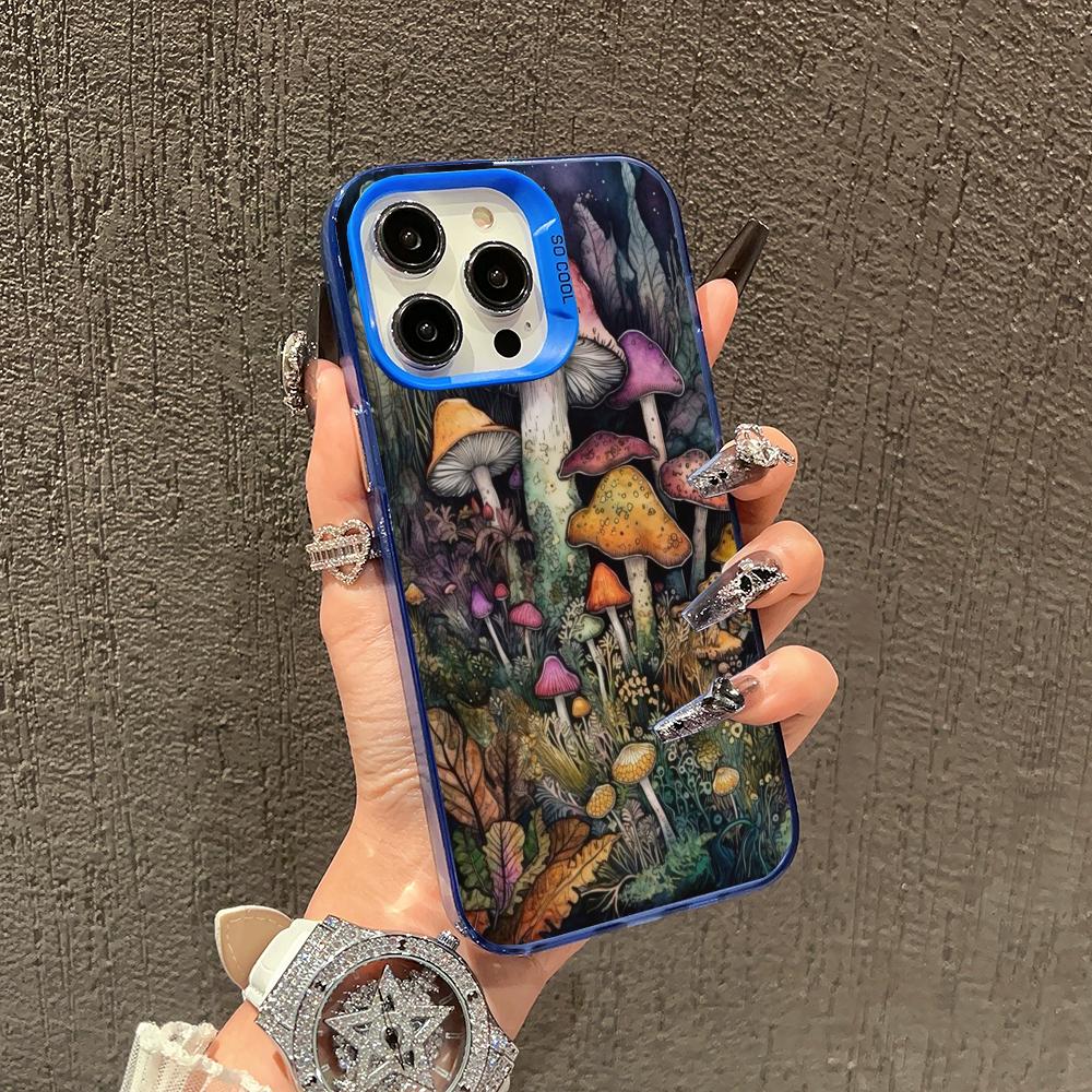 Fashionable Mushroom Pattern Design Phone Case Suitable for iPhone 17 16 15 14 13 12 11 Pro/Max/Plus Shockproof and Anti Drop