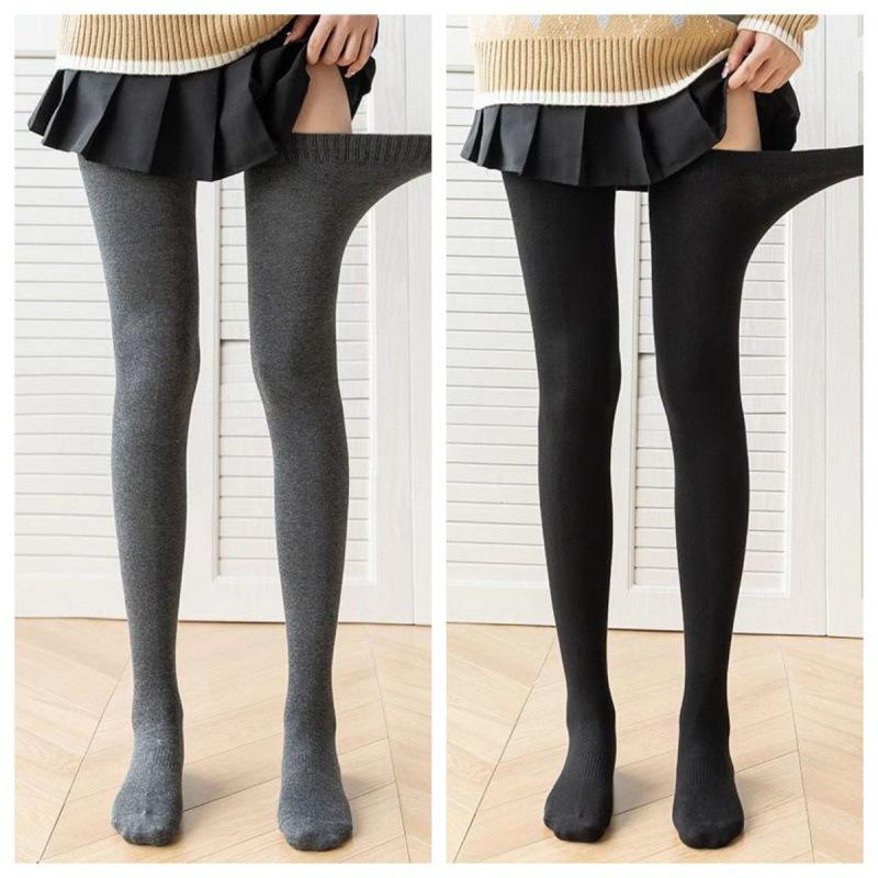 Plus-Size Fleece-Lined Non-Slip Thigh-High Socks for Women - Extra Thick, Over-the-Knee, Ideal for Autumn/Winter