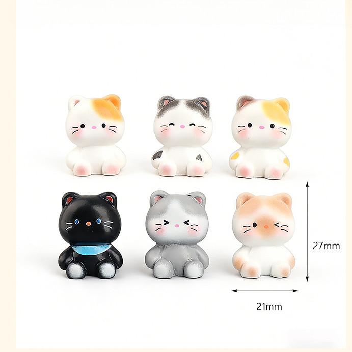 

6Pcs Cartoon Cat Animal Miniatures Resin Ornaments Fairy Garden Decoration Moss Terrarium Micro Landscape 2.1x2.7cm разноцветный