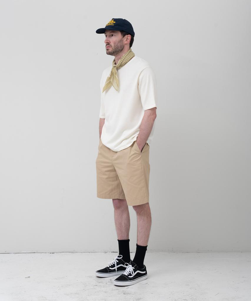 MANNERGRAM [Half Set Japanese Imported Fabric] Single-Pleat High-Density Cotton Half Pants Light Beige
