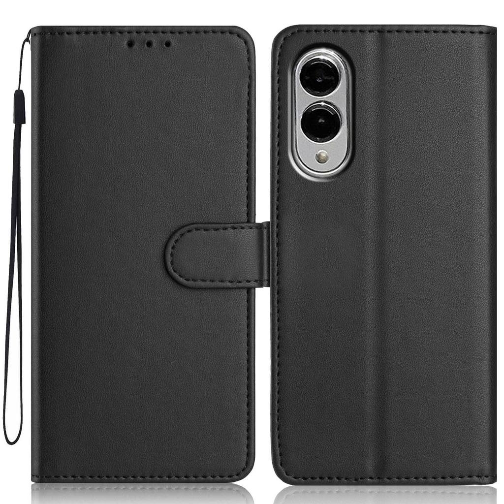 For Samsung Galaxy S25 Edge Wallet Case with Strap/Multiple Card Slots Solid Color Leather Stand Phone Cover