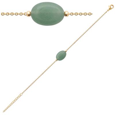 [R1119] - Vergoldetes Armband 'Mineralia' goldgrün (Aventurin) - 13x10 mm