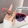 Photochromic Glasses Anti Blue Light Minimalist Style Flat Glasses Ultra Light Eyeglass Frame Metal Spring Eyeglass Legs
